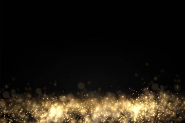 Işıldayan altın sihirli toz parçacıkları ışık saçar.
