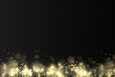 Işıldayan altın sihirli toz parçacıkları ışık saçar.