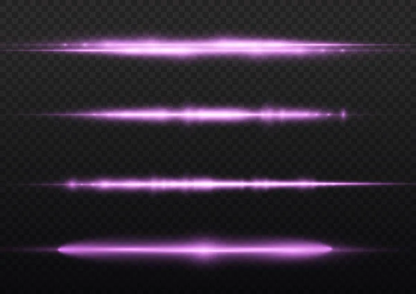 Garis bercahaya ungu, cahaya horisontal ungu - Stok Vektor