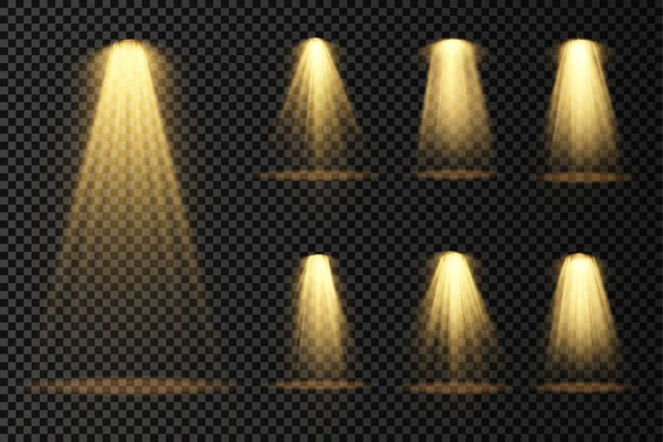 黄色の照明スポットライト黄金のプロジェクターライト — ストックベクタ
