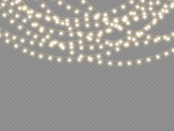 LED neon ışıklar altın Noel çelengi süslemesi — Stok Vektör