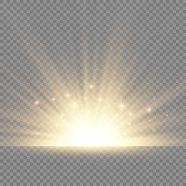 Yıldız patlaması, sarı parlayan ışıklar güneş ışınları.