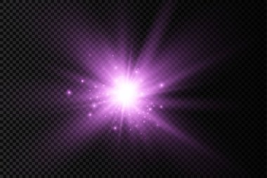 Parlak ışık yıldızı, mor güneş ışınları, güneş ışığı.