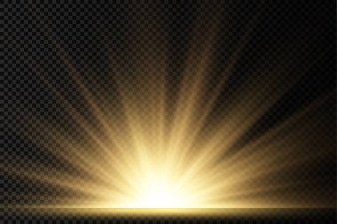 Yıldız patlaması, sarı parlayan ışıklar güneş ışınları.