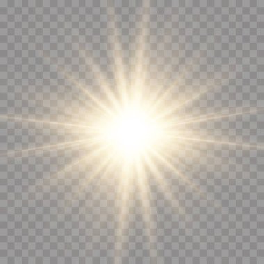 Işıklı yıldız patlaması, sarı güneş ışınları. 