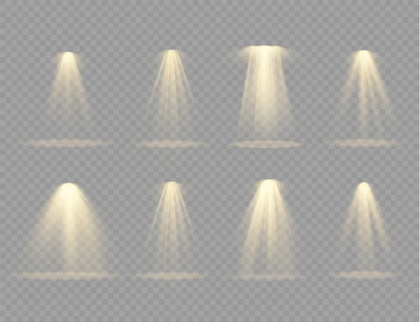 Projetor de holofotes, efeito de luz com raios amarelos — Fotografia de Stock