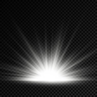 Yıldız patlaması, beyaz parlayan ışıklar güneş ışınları.