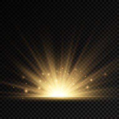 Yıldız patlaması, sarı parlayan ışıklar güneş ışınları.