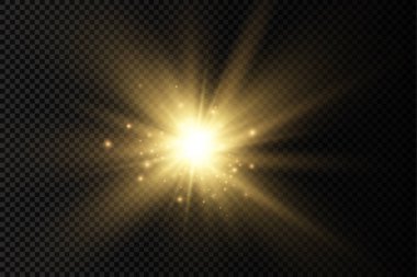 Parlak ışık yıldızı, sarı güneş ışınları, güneş ışığı.