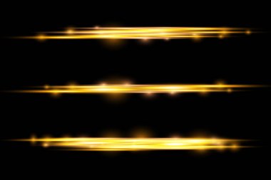 Altın parlak çizgi, sarı yatay ışık huzmesi