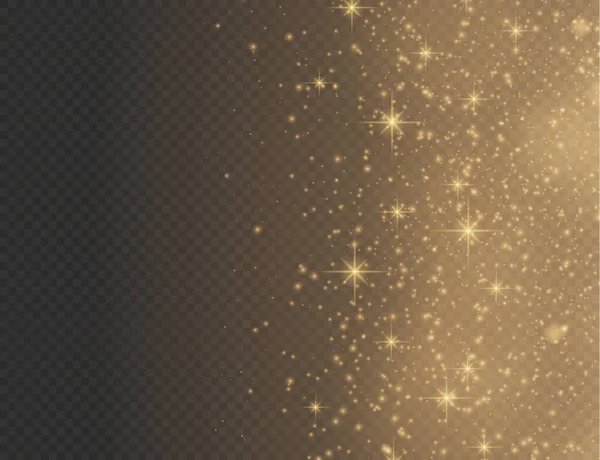 輝く黄金の魔法黄色の塵粒子光 — ストックベクタ