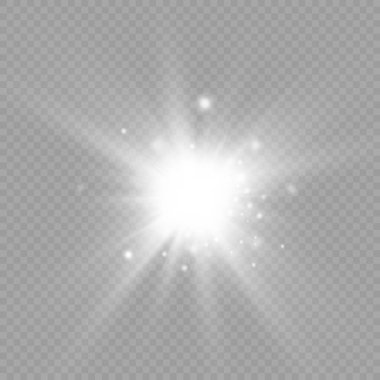 Parlak ışık yıldızı, beyaz güneş ışınları, güneş ışığı.