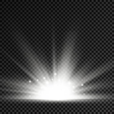 Yıldız patlaması, beyaz parlayan ışıklar güneş ışınları.