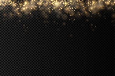 Işıldayan altın sihirli toz parçacıkları ışık saçar.