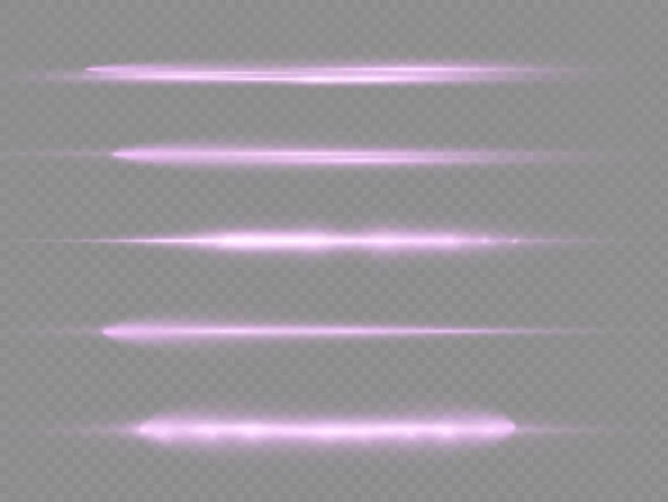 Purple glow line, violet horizontal light rays — Stock Vector