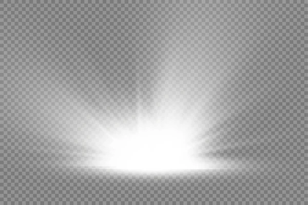 Star explosion, vitt sken ljus sol strålar. — Stock vektor