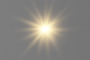 Parlak ışık yıldızı, sarı güneş ışınları.