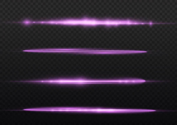 紫色发光线，紫色水平光 — 图库矢量图片