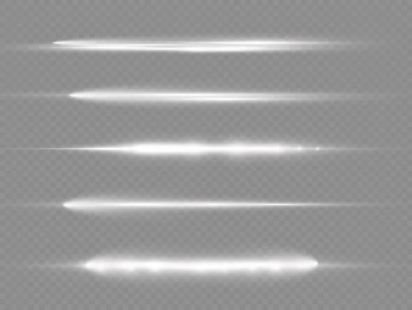 Raggi di luce orizzontali, linea orizzontale bianca flash — Vettoriale Stock