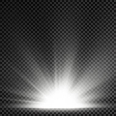 Yıldız patlaması, beyaz parlayan ışıklar güneş ışınları.