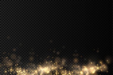 Işıldayan altın sihirli toz parçacıkları ışık saçar.