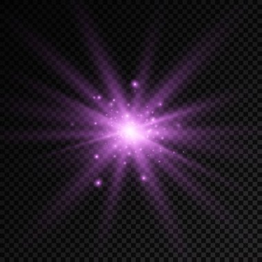 Mor parlak ışık yıldızı, menekşe patlaması güneş ışınları.