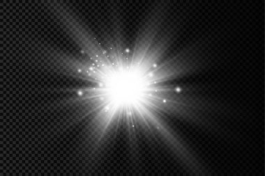 Parlak ışık yıldızı, beyaz güneş ışınları, güneş ışığı.