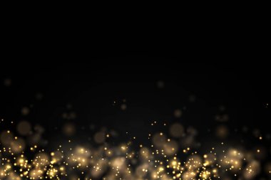 Işıldayan altın sihirli toz parçacıkları ışık saçar.