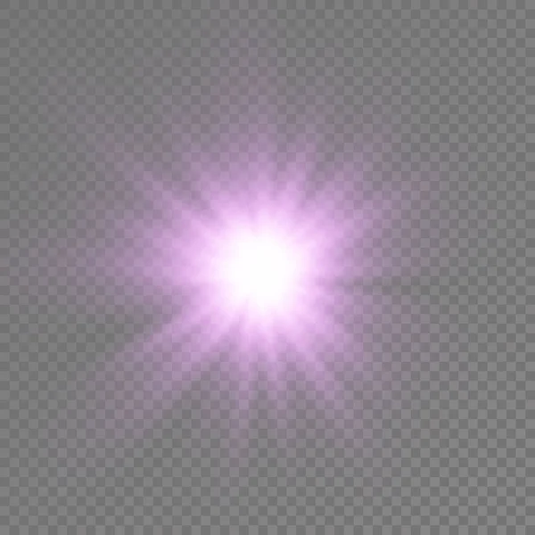 Фиолетовая светящаяся звезда, фиолетовые лучи солнца. — стоковый вектор