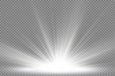 Yıldız patlaması, beyaz parlayan ışıklar güneş ışınları.