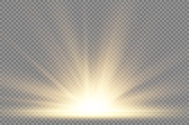 Yıldız patlaması, sarı parlayan ışıklar güneş ışınları.
