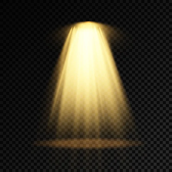 Um holofote de iluminação amarelo luz do projetor dourado — Vetor de Stock