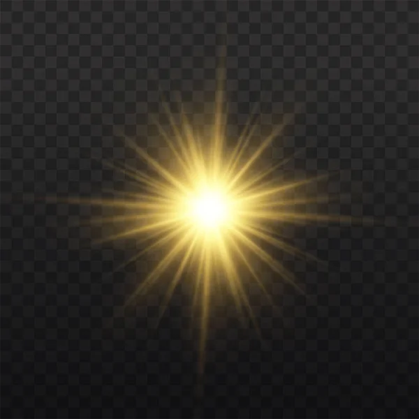 Star burst con luce, raggi di sole gialli. — Foto Stock