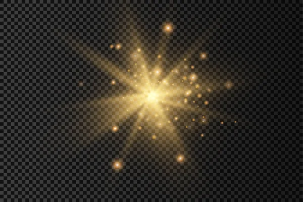 Parlak sarı yıldız patladı, altın ışık efekti. — Stok fotoğraf