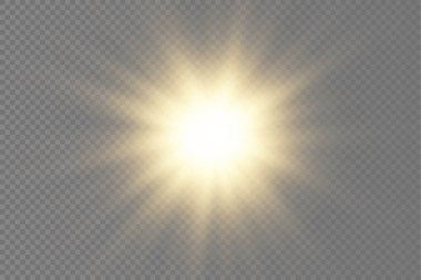 Parlak ışık yıldızı, sarı güneş ışınları, güneş ışığı.