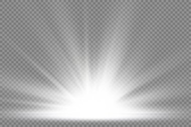 Yıldız patlaması, beyaz parlayan ışıklar güneş ışınları.