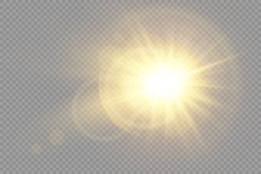 Parlak ışık yıldızı, sarı güneş ışınları, bokeh.