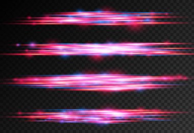 Kırmızı mavi hareketli polis hattı, yatay ışık huzmeleri