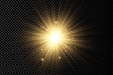 Parlak ışık yıldızı, sarı güneş ışınları, güneş ışığı.