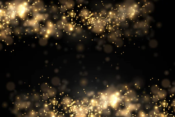 Işıldayan altın sihirli toz parçacıkları ışık saçar.