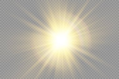 Parlak ışık yıldızı, sarı güneş ışınları, bokeh.