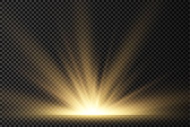 Yıldız patlaması, sarı parlayan ışıklar güneş ışınları.