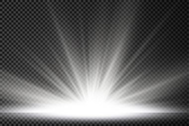 Yıldız patlaması, beyaz parlayan ışıklar güneş ışınları.