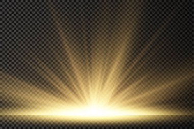 Yıldız patlaması, sarı parlayan ışıklar güneş ışınları.