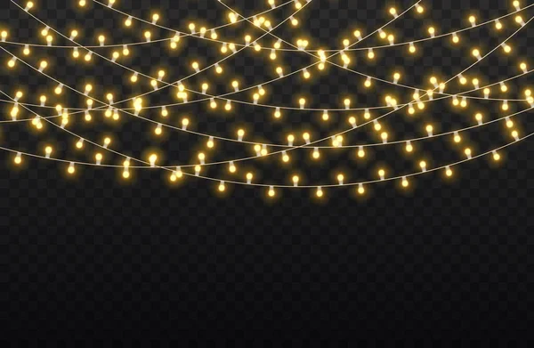 Led luces de neón oro Navidad guirnalda decoración — Vector de stock