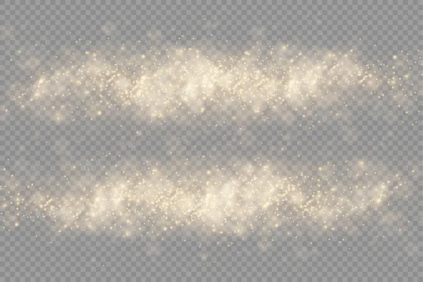 Λαμπερό χρυσό μαγικό σωματίδια σκόνης bokeh φως. — Διανυσματικό Αρχείο