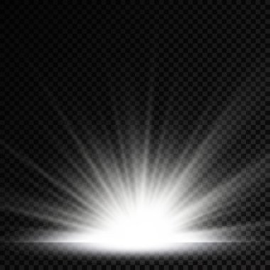 Yıldız patlaması, beyaz parlayan ışıklar güneş ışınları.