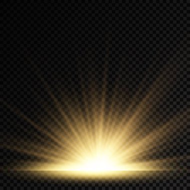 Yıldız patlaması, sarı parlayan ışıklar güneş ışınları.