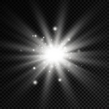 Parlak ışık yıldızı, beyaz güneş ışınları, güneş ışığı.