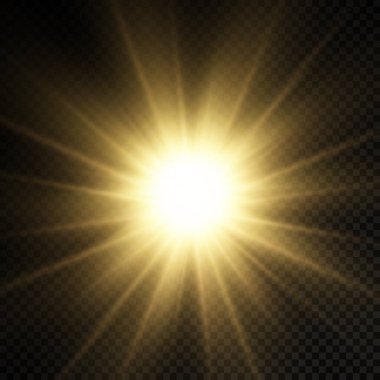 Parlak ışık yıldızı, sarı güneş ışınları, güneş ışığı.